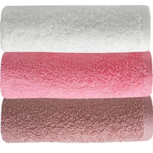 Mira Home 3 Lü Düz Renk El Yüz Havlu Seti &AMP;#37;100 Pamuklu 50X90 cm Gül-Pembe-Beyaz