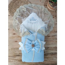 Venüs Shopping Yenidoğan Tericotton Örgülü Trilüx Bebek Battaniyesi Kundak Mavi