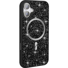 Ottonova iPhone 17 Kılıf Pırlanta Tasarımlı M-Safe Şarj Özellikli Zore Mozaik Silikon Kapak - Siyah