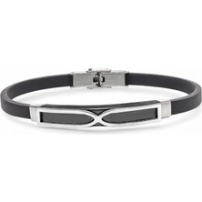 Hg.Aksesuar Erkek Sonsuzluk Desenli Silikon Kordonlu Çelik Bileklik