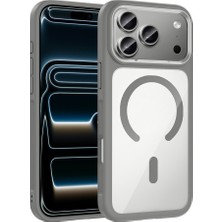 Ottonova iPhone 17 Pro Kılıf M-Safe Şarj Özellikli Metal Kamera Çerçeveli Zore Tiko Kapak - Gri