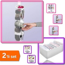 Hereveoyuncak 5 Adet Dolap Içi Asılabilir Çorap Düzenleyici + 8 Gözlü Akordiyon Çekmece Düzenleyici - 2li Set W7HL