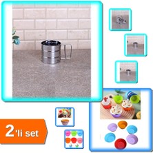 Hereveoyuncak Un Eleği Pratik Paslanmaz - 250 gr + 6 Adet Yıkanabilir Mini Tırtıklı Muffin Kalıbı - 2li Set C4E06B