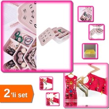 Hereveoyuncak Çok Amaçlı Bijuteri Kutusu - Saklama Kutusu + Elbise Şeklinde Takı Organizeri - Pembe - 2li Set Smft