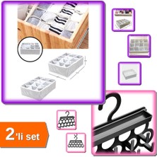 Hereveoyuncak 12 Bölmeli Pratik Çekmece Organizer + Kravat ve Şal Askısı - Aksesuar Düzenleyici - 2li Set R3Y8N3