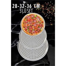 Hsnet Delikli Pizza Lahmacun Tepsisi Çelik 28-32-36 cm 3 Lü Set - F514K078-U71514