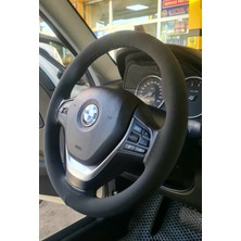 Gürler Oto Kılıf ve Aksesuar Bmw ile Uyumlu Dikmeli Direksiyon Kılıfı Alkantara Siyah
