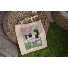 Ninastore Beyaz Kedi Coquette Tote Çantası - Sevimli Tote Çanta, Estetik Tote Çanta, Kedi Tote Çantası, Alışveriş Çantası, Kitap Çantası, Hediye Tote Çantası, Tote Çanta