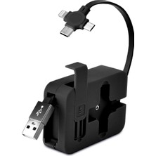 Aspata Store Cep Tipi Telefon Tutuculu Makaralı Uzayıp Kısalabilen 3'ü 1 Arada USB Şarj Kablosu