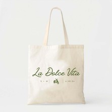 Ninastore Avrupa Tatil Tote Çantası - La Dolce Vita Pamuklu Kanvas