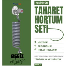 Plasyay Spiral Taharet Musluğuna Uyumlu 3/8 Rekor Bağlantılı Taharet Hortumu ve Banyo Wc Yıkama 2.5 Metre Setler