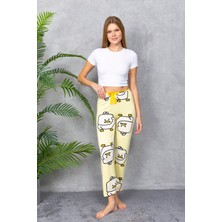 Giysa Kadın Beli Lastikli Civciv Desenli Pijama Alt Sarı - 4544 