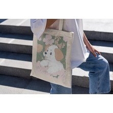 Ninastore Renkli Köpek Çantası - Sevimli Tote Çantalar, Estetik Tote Çanta, Tote Çanta, Kitap Çantası, Alışveriş Çantası, Köpek Tote Çantası
