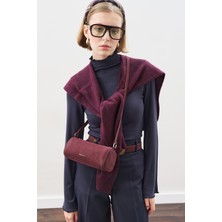 Manuka Süet Mini Oval Çanta Bordo