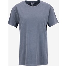 Mustang Bisiklet Yaka Baskılı Antrasit Kadın T-Shirt M5WL-TST1051