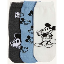 DeFacto Disney Mickey & Minnie Kaydırmaz Taban 3'lü Pamuklu Uzun Çorap Erkek Bebek F6984A5NS
