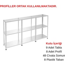 Rafburada 3 Katlı 3'lü Galvaniz Çelik Raf - Depo, Arşiv, Kiler, Dosya, Market Rafı - 59x75 cm-200 cm-1.00 mm
