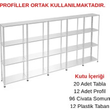Rafburada 4 Katlı 5'li Galvaniz Çelik Raf - Depo, Arşiv, Kiler, Dosya, Market Rafı - 43x60 cm-150 cm-1.50 mm