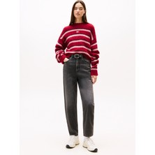 Tommy Jeans Yüksek Bel Düz Paça Tapered Fit Siyah Kadın Denim Pantolon DW0DW218121BZ