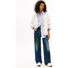 Tommy Jeans Beyaz Kadın V Standart Hırka DW0DW21681YBH
