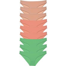 Venüs Shopping 9 Adet Süper Eko Set Likralı Kadın Slip Külot Ten Pudra Yeşil