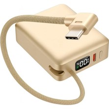 Angel Of Life 10.000MAH LCD Göstergeli Type-C Giriş & Çıkışlı 20W Dahili Type-C Kablolu Powerbank