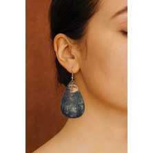 Nurdic Kadın- Küpe Desenli Stilist Kancalı Baskılı Küpe Damla Şeffaf Korkutan Orman