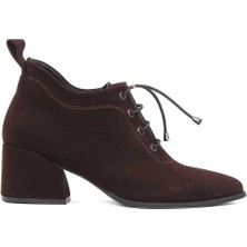 Celal Gültekin Kadın Kahverengi Kalın Topuklu Süet Deri Ayakkabı