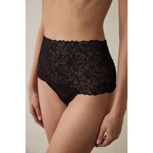 Penti Siyah Lace Highwaist Slip Külot