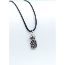 IDR Ananas Gümüş Kaplama Deri İp Kolye