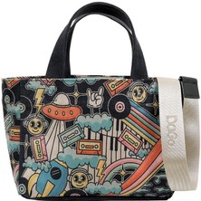 Dogo Kadın Vegan Siyah Medium Tote Bag - Stay Groovy Tasarım