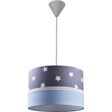 Onay Avize Gri Yıldızlı Mavi M-344 Kumaş Kaplama Çocuk Odası ve Genç Odası Avize Aydınlatma Sarkıt