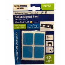 Köpük Çift Taraflı Beyaz Köpük Bant Montaj Bandı 12  Li 25MMX30MM Özel Kesim