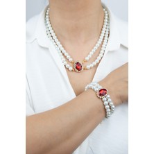 Liveyn Design Kristal Taşlı Cam Inci Kolye Bileklik Set