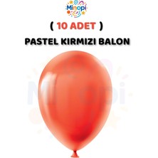 Minopi ( 10 Adet ) Kırmızı Balon 12'' Lateks Pastel Balon Doğum Günü Organizasyon Süsleme