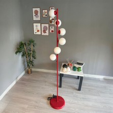 Bamyum Kırmızı Lambader Modern Dekoratif Metal Oturma Odası Çalışma Odası Zemin Lambası