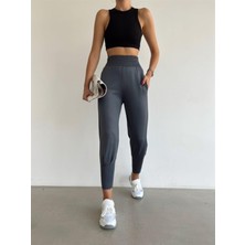 Win Moda Bel Lastik Pliseli Scuba Jogger Eşofman Antrasit