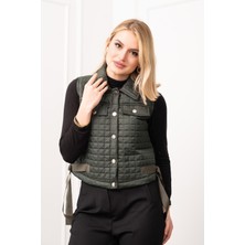 MissVina Grogren Yan Kemerli Kapitone Klasik Yelek 9139