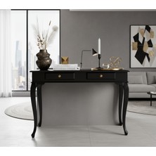 Wooding Mobilya 100 cm Masif Lükens Siyah Çalışma Masası