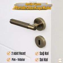 Badem10 Antik Füme ODA Tipi Kapı Kolu Rozetli Sağ Sol Uygun Modern Iç Kapı Kilitli 1 Takım