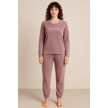 Pemilo Kadın 13164-2807 Uzun Kol Kadife Pijama Takımı