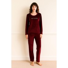 Pemilo Kadın 13166-2784 Uzun Kol Kadife Pijama Takımı