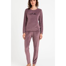 Pemilo Kadın 13166-652 Uzun Kol Kadife Pijama Takımı
