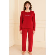 Pemilo Kadın 13166-2781 Uzun Kol Kadife Pijama Takımı