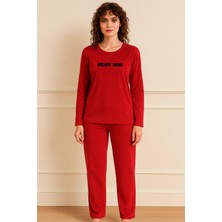 Pemilo Kadın 13164-2792 Uzun Kol Kadife Pijama Takımı