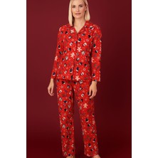 Pemilo Kadın 6734 Süet Uzun Kol Düğmeli Pijama Takımı
