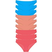 Venüs Shopping 9 adet Süper Eko Set Likralı Kadın Slip Külot Pudra Fuşya Mavi