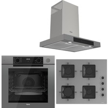 Ferre Steam Plus Serisi 3lü Cam Ankastre Set (QEP64CPR-SS208-D102)