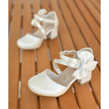 Surpie Shoes Çocuk Topuklu Ayakkabı, Incili Detaylı Çocuk Abiye Ayakkabı