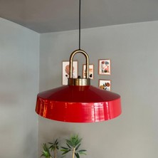 Bamyum Açe Kırmızı Eskitme Kilit Kafa Tekli Avize Retro Sarkıt Ofis Showroom Salon Mutfak Avizeleri